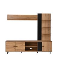 TV LOWBOARD set holz schwarz modern stauraum - Naturfarben, Holzwerkstoff (187.5/167/40cm) - Urban Meuble