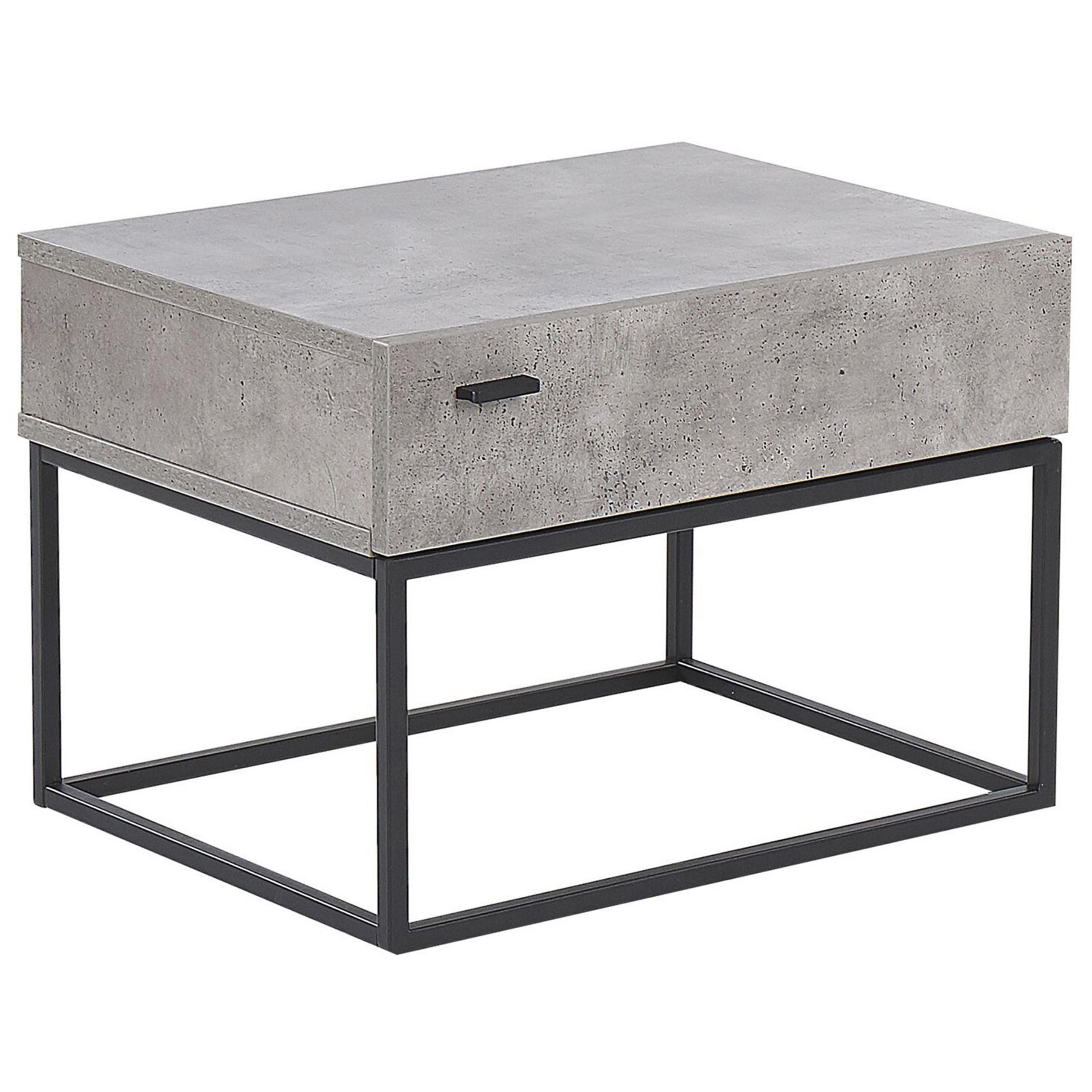 NACHTTISCH Betonoptik rechteckig 41/55 cm Cairo - Schwarz/Grau, Holzwerkstoff (55/39/41cm) - Beliani