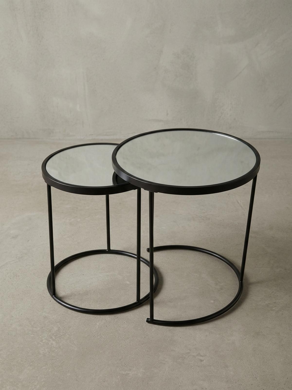 BEISTELLTISCH Set – Schwarz Glasplatte modern 50x50x50 cm 42x45x42 cm - Schwarz, Glas/Metall (50/50/50cm) - KADIMA DESIGN