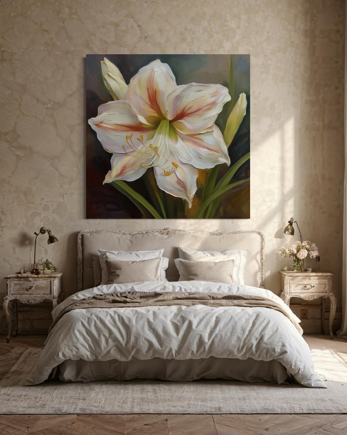 WANDBILD blume lilie botanicals - Weiß, Textil (40/40cm) - Feeby