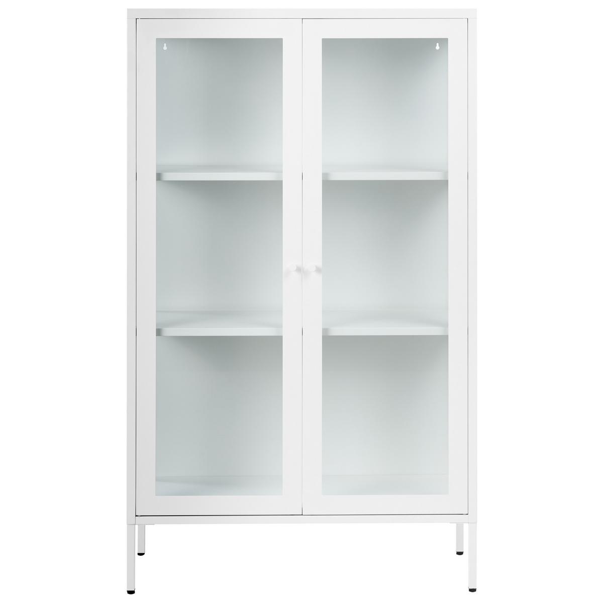 VITRINE mit Glastüren Metall 90 cm Weiß Nash - Weiß, Metall (90/150/35cm) - Beliani