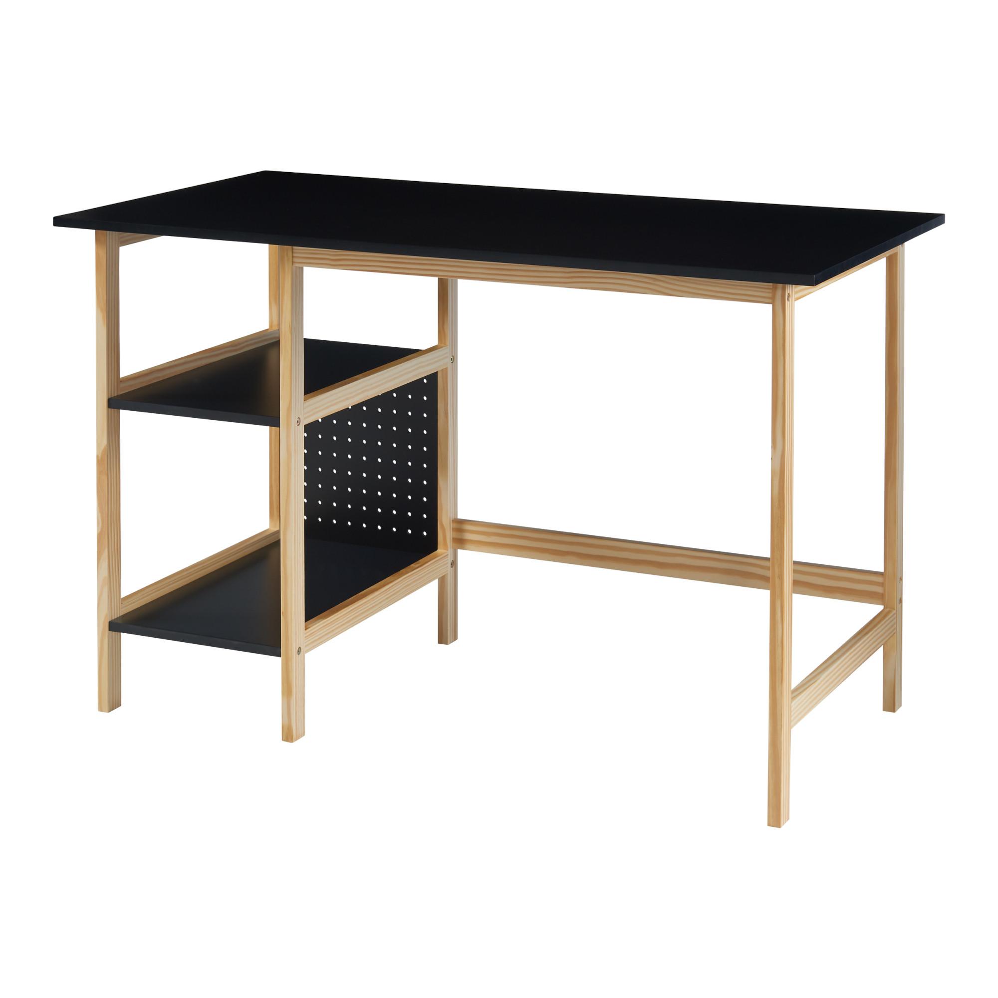 SCHREIBTISCH Dønna - Schwarz/Naturfarben, Holzwerkstoff (120/60/75cm) - [en.casa]