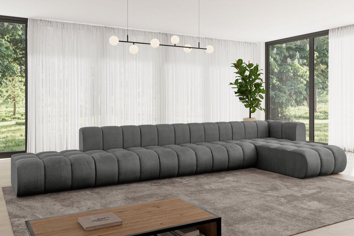 ECKSOFA modulares Sofa Zuvon-L3 - 478x177x70 cm Dunkelgrau - Dunkelgrau, Holzwerkstoff/Textil (478/177cm) - ALTDECOR