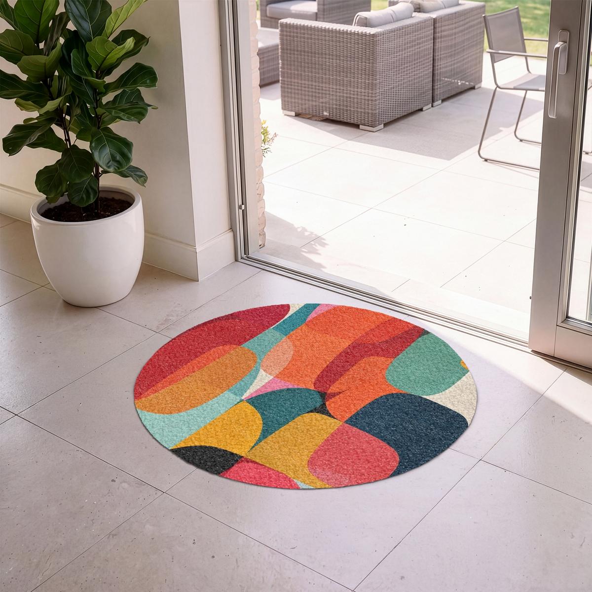 FUSSMATTE Formen - Bunt - Abstrakt - Flugzeuge Sauberlaufmatte 90x90 cm - Multicolor, Kunststoff (90/0.4cm) - MuchoWow