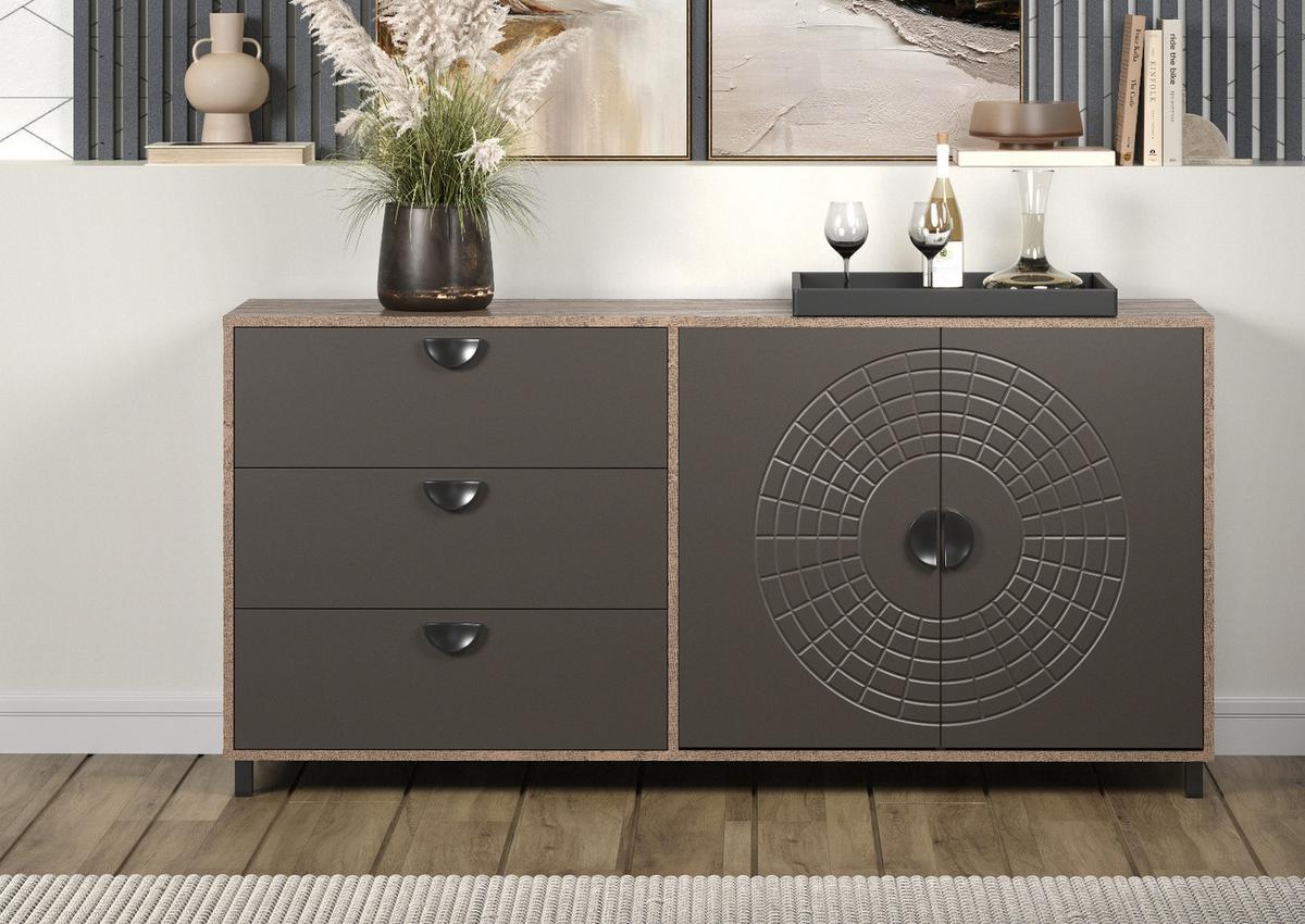 SIDEBOARD Bronze und Rostoptik 176 cm, Kommode mit Soft-Close - Rostfarben/Schwarz, Holzwerkstoff/Metall (176/86/42cm) - Top.Furn