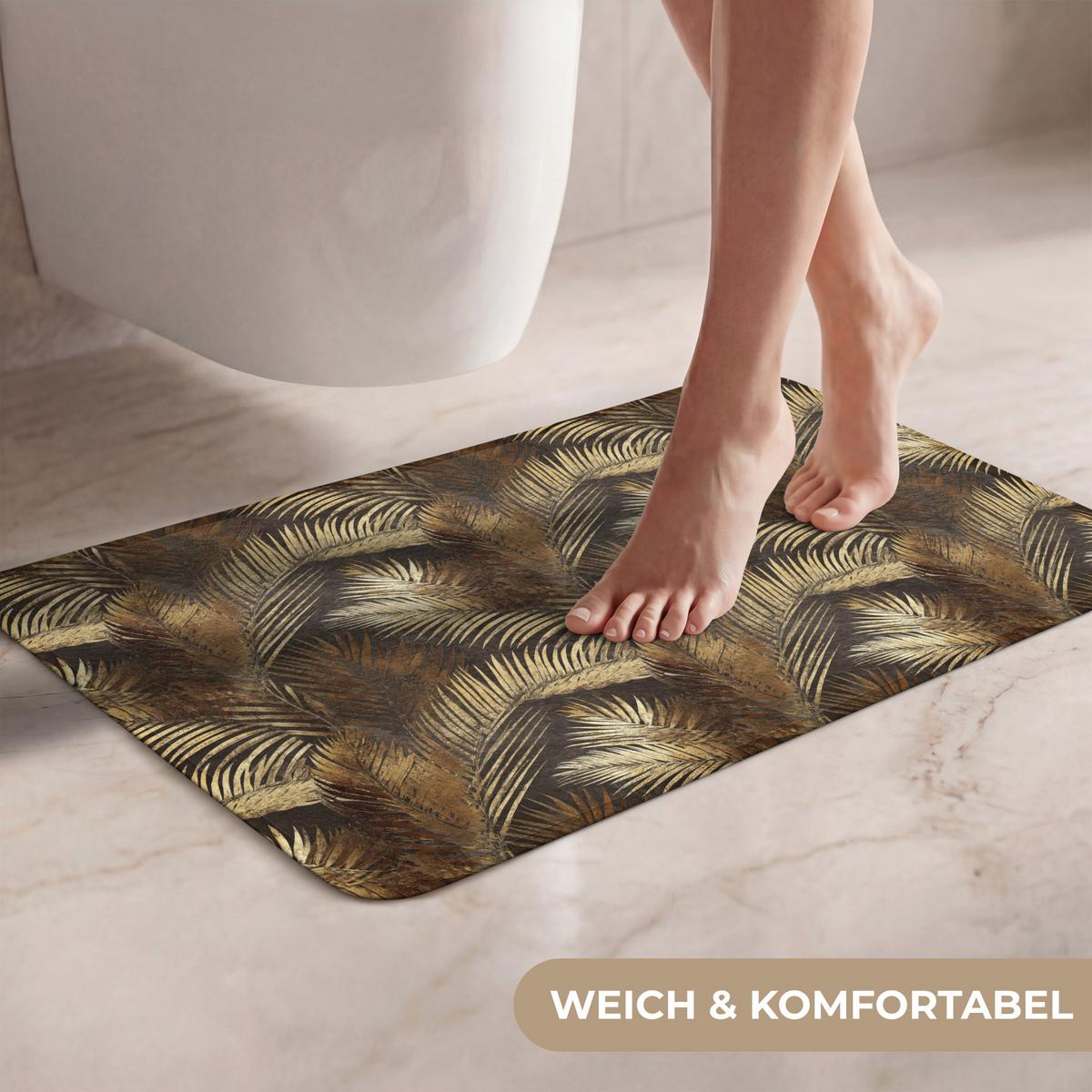WC-VORLEGER Tropisch - Blätter - Gold Toilettenvorleger 60x40 cm - Goldfarben, Textil (60/1cm) - OnlyWow