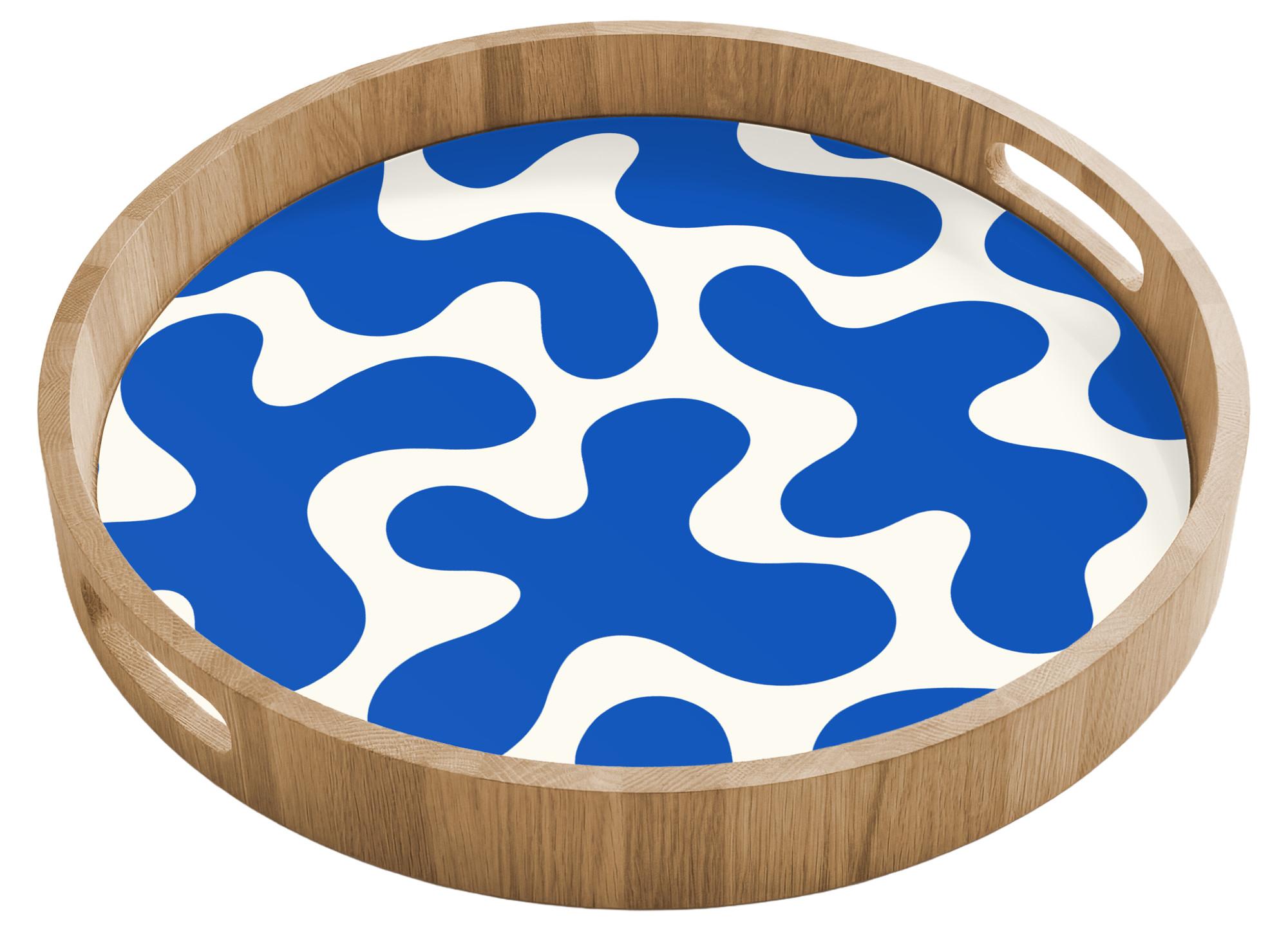 TABLETT Formen - Abstrakt - Blau - Wellen 40x40 cm - Blau, Holz (40/5/5cm) - OnlyWow