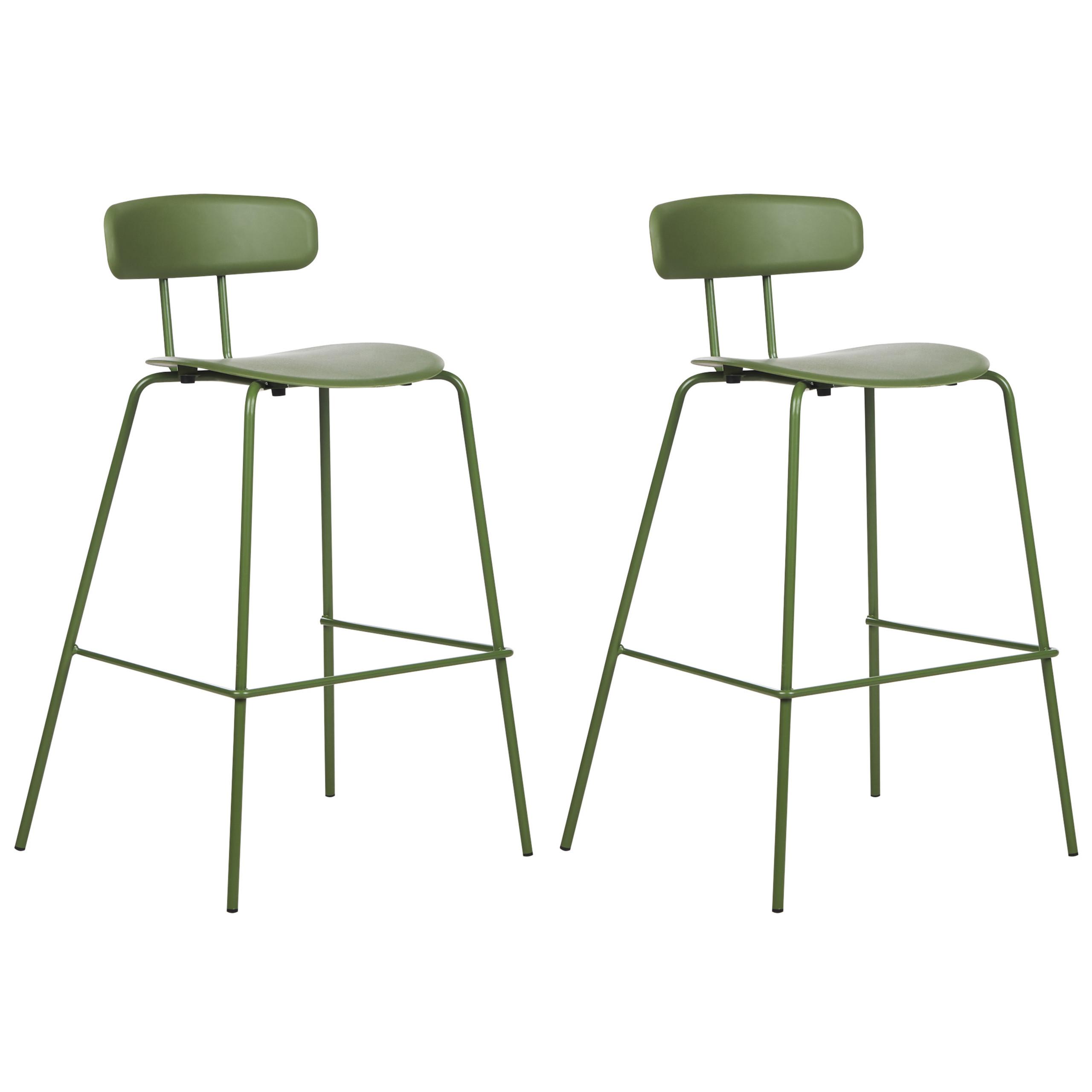BARSTUHL 2er-Set Kunststoff/Metall olivgrün Sibley - Grün, Kunststoff (53/95/52cm) - Beliani