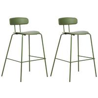 BARSTUHL 2er-Set Kunststoff/Metall olivgrün Sibley - Grün, Kunststoff (53/95/52cm) - Beliani