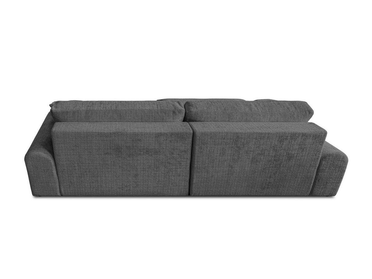 ECKSOFA Melvano mit Schlaffunktion und Bettkasten im Japandi-Stil aus weichem Grau Chenille-Stoff - Schwarz/Grau, Holz/Kunststoff (145/240cm) - S-Style