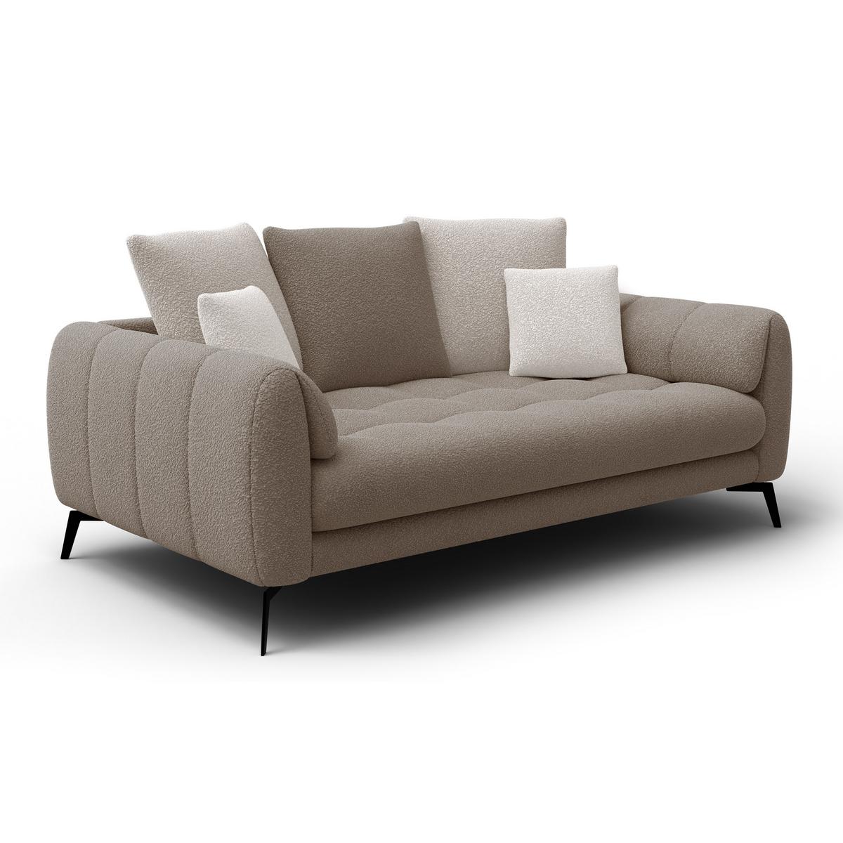 SOFA CALME 2,5-Sitzer, beige und écru - Beige/Schwarz, Holz/Textil (199/92/108cm) - Wozimo
