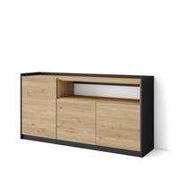 SIDEBOARD, Highboard, Eiche Schwarz, 156/37/80cm - Eichefarben, Holzwerkstoff (156/80/37cm) - Skraut Home
