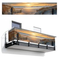 BALKON-SICHTSCHUTZ Strand - Dünen - Sonnenuntergang Deko XXL 500x110 cm - Sandfarben, Kunststoff (500/110cm) - MuchoWow