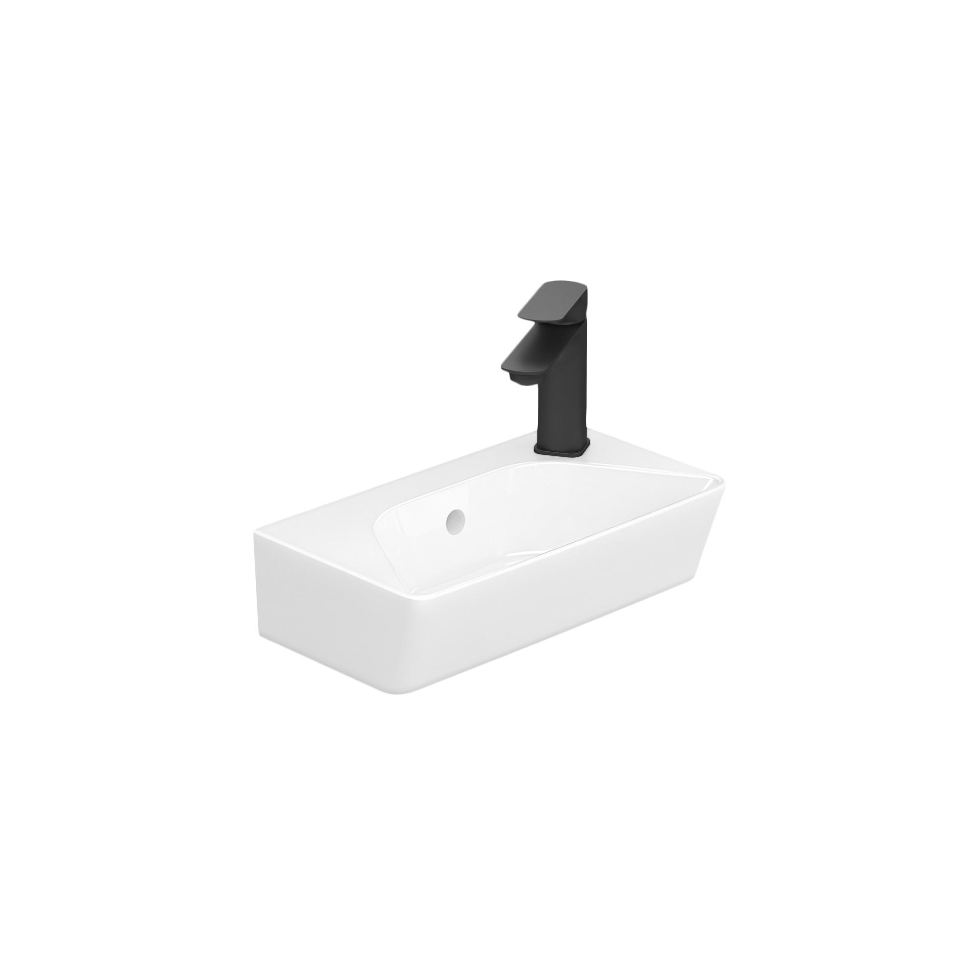 HANDWASCHBECKEN Rechts-Wasserhahnloch 40 / 22,5 / 13 cm - Weiß, Keramik (40/13/22.5cm) - EMKE