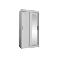 SCHWEBETÜRENSCHRANK Selfie 100 cm - Silberfarben/Weiß, Holzwerkstoff/Kunststoff (100/200/62cm) - MIRJAN24