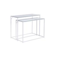 KONSOLENTISCHE 2er-Set ALCUDIA, Einscheibensicherheitsglas, Weiß, 100 x 40 x 77 cm - Weiß, Glas/Metall (40/100/77cm) - KADIMA DESIGN