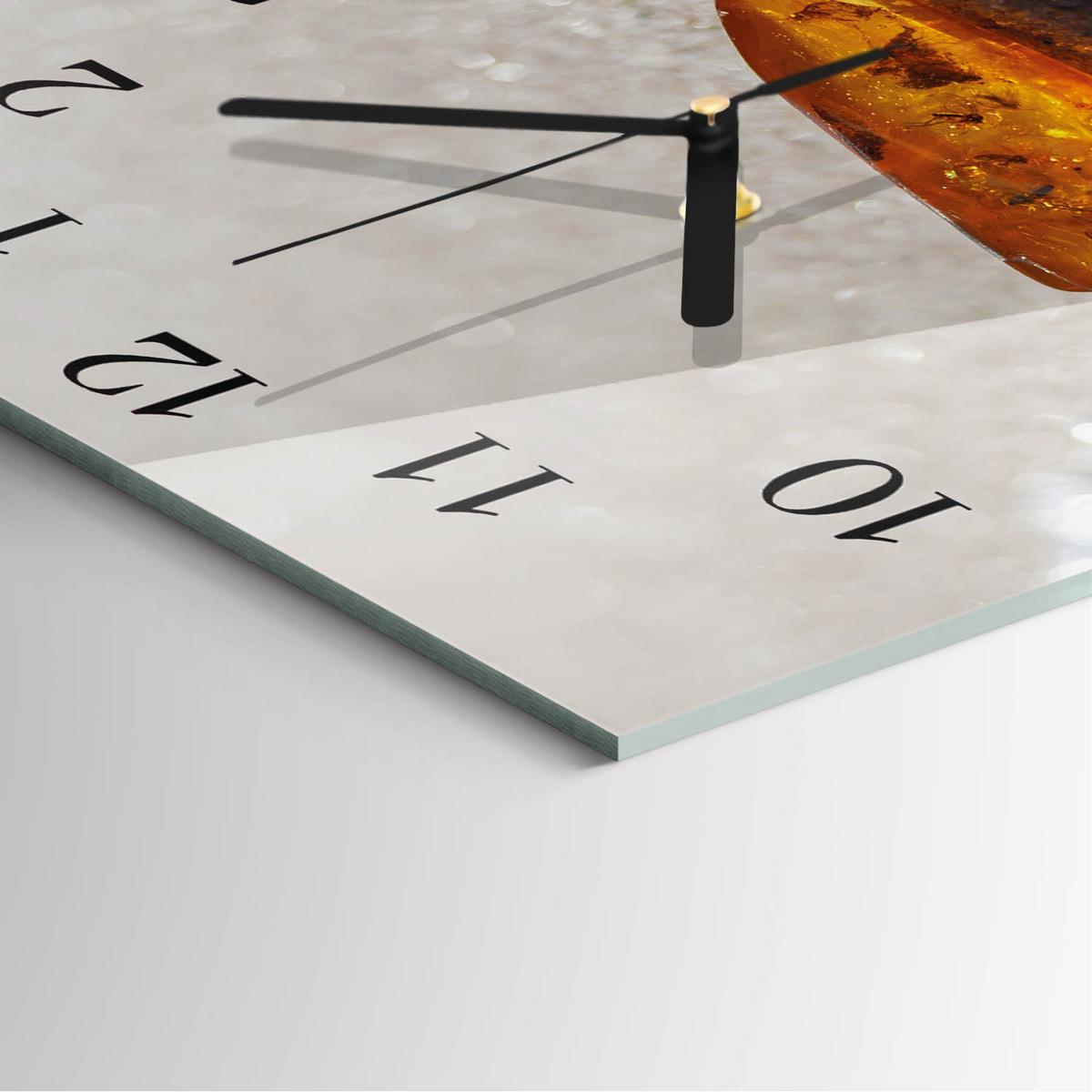 WANDUHR aus Glas 30x30 cm - Bernstein - Goldfarben, Glas (30/30/0.4cm) - TULUP