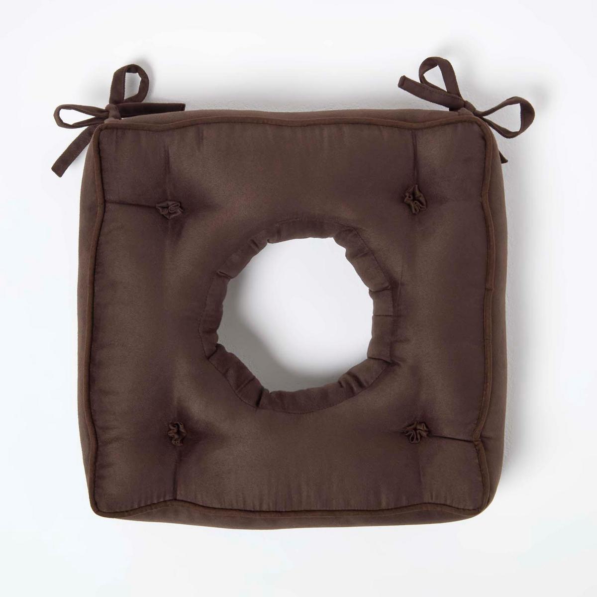 STUHLKISSEN 40/40/10 cm, braun mit Aussparung – Velours Entlastungskissen - Braun, Textil (40/40/10cm) - Homescapes