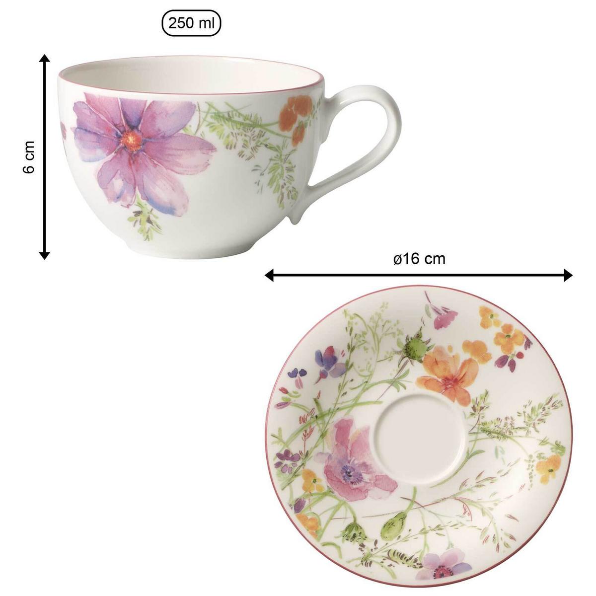 KAFFEETASSE MIT UNTERTASSE Mariefleur Basic bunt 250 ml - Multicolor, Keramik (2/2/2cm) - Villeroy & Boch