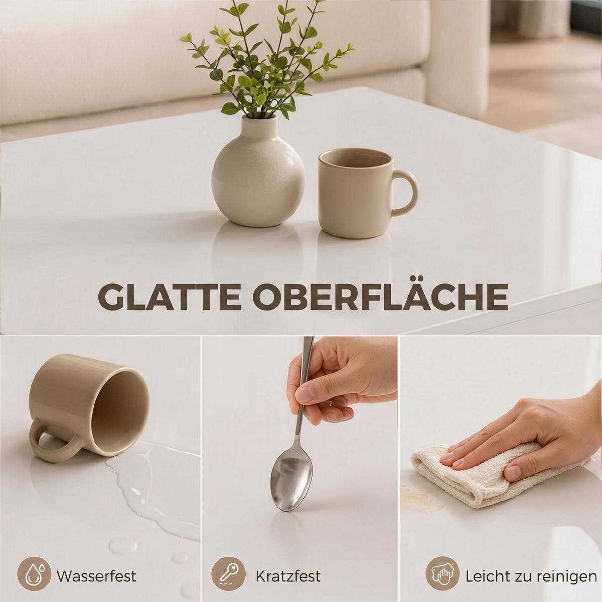 COUCHTISCH MDF Weiß - Weiß Hochglanz, Holzwerkstoff (78/78/40cm) - HOMCOM