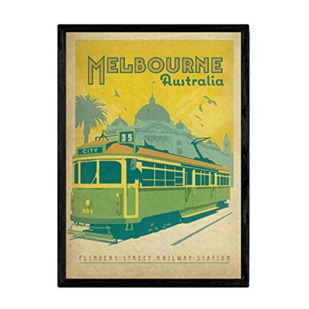 POSTER Melbourne Vintage A3 Schwarzer Rahmen - Schwarz, Papier (29.7/5/42cm) - Nacnic