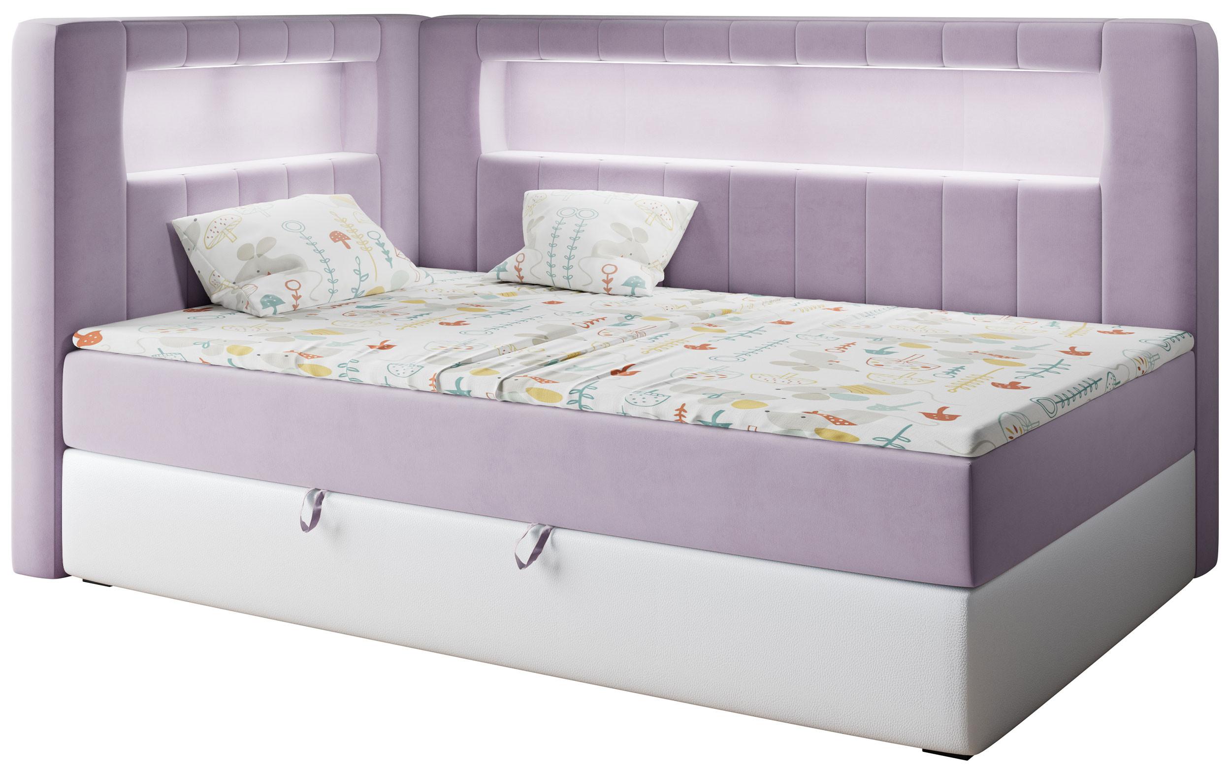 BOXSPRINGBETT JUNIOR GOLD 3 90/200 Violett/Weiß - linke Seite - Violett/Weiß, Holz/Textil (90/200cm) - MKS