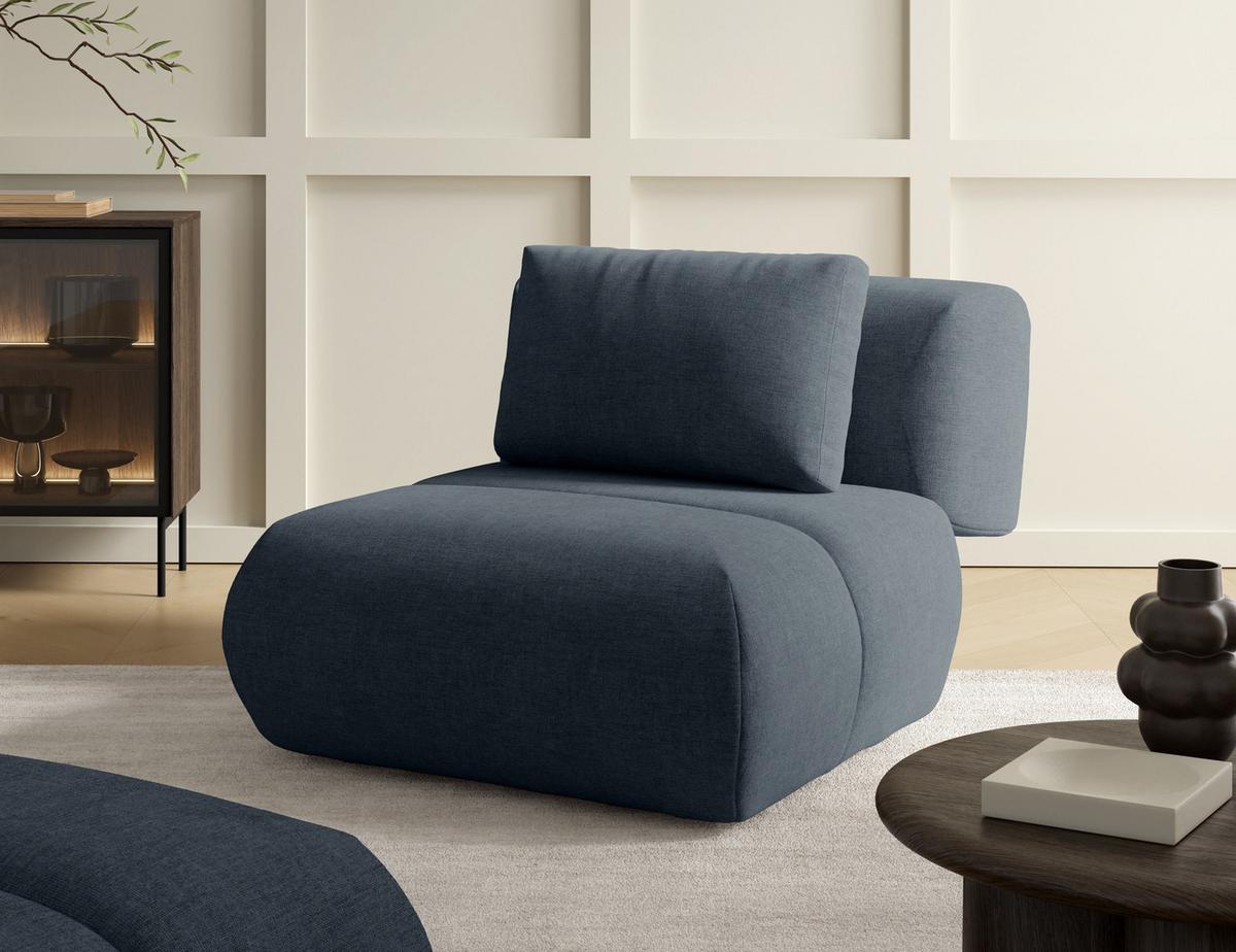 SESSEL ATOMO, Modern Polstersessel Loungesessel, Chenille-Stoff Blau - Blau, Holz/Metall (98/82/134cm) - MASSENO