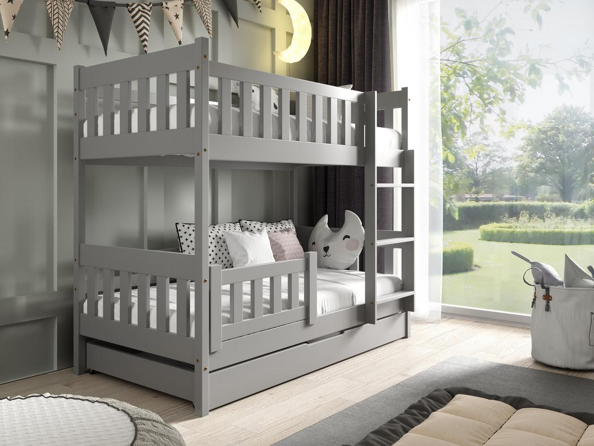 ETAGENBETT LUCIA 80x160 cm Hellgrau - Hellgrau, Holz (80/160cm) - MASSENO