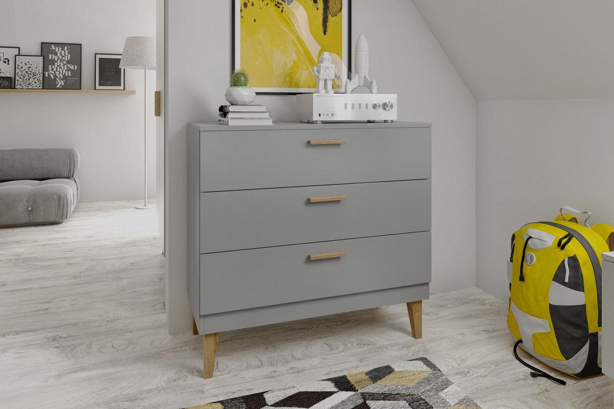 KOMMODE KUBI Grau Grau 100/90/47 - Grau, Holzwerkstoff (100/90/47cm) - RAUMHIRSCH FURNITURE
