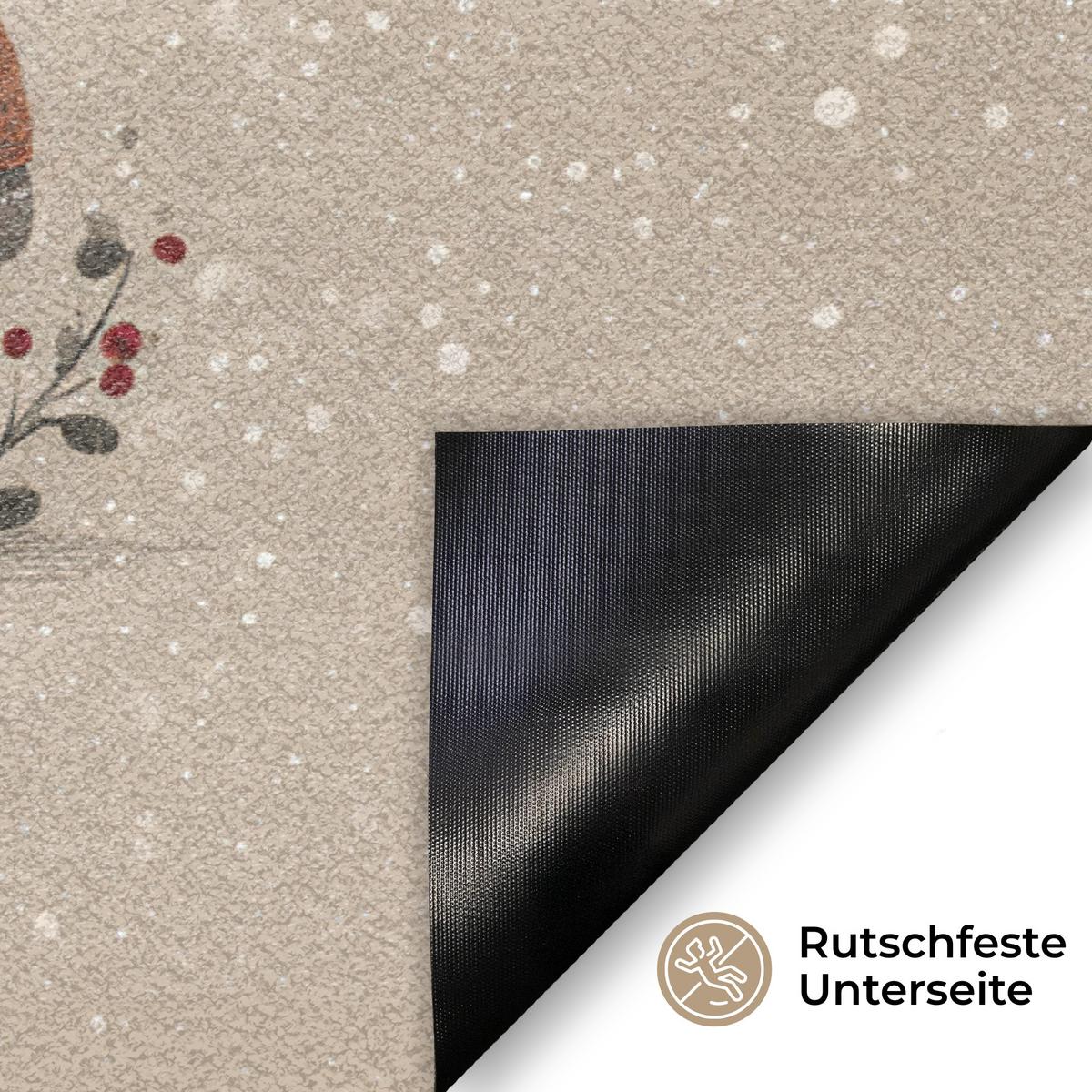 FUSSMATTE Wichtel - Weihnachten - Schnee - Zipfelmützen Türmatte 60x40 cm - Beige, Kunststoff (60/0.4cm) - MuchoWow