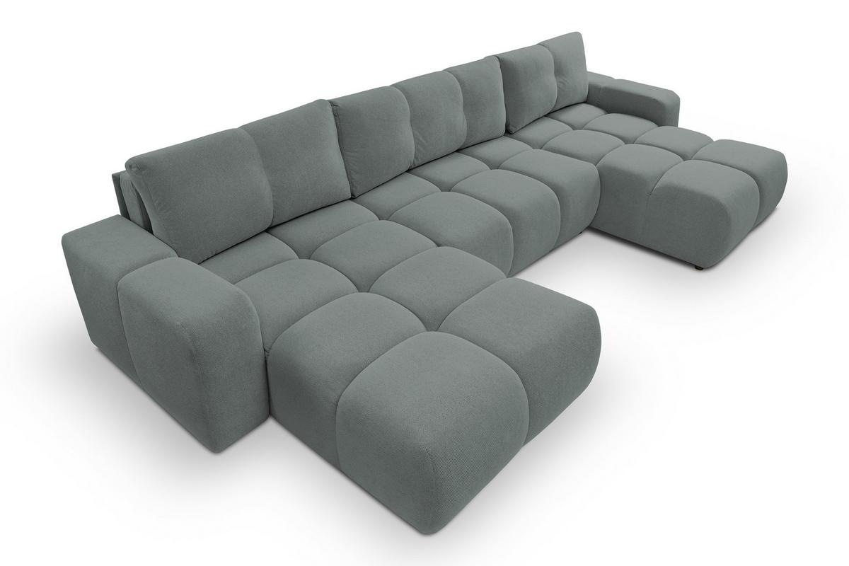 WOHNLANDSCHAFT DUCA U Grau Jersey mit Schlaffunktion - Grau, Holz (359/88/177cm) - MASSENO