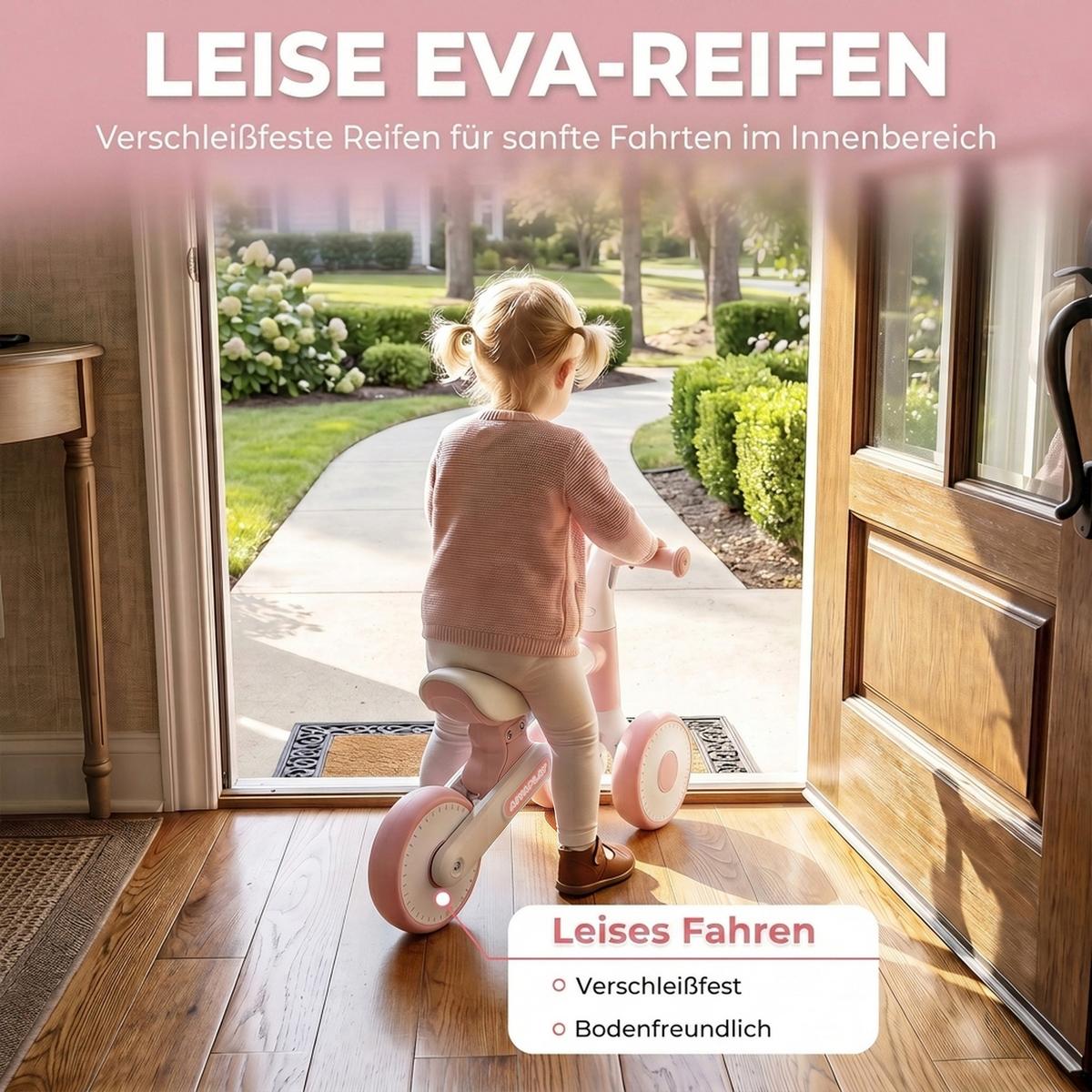 KINDER-LAUFRAD Stahl EVA Rosa - Rosa, Metall (52/23/36.5cm) - AIYAPLAY