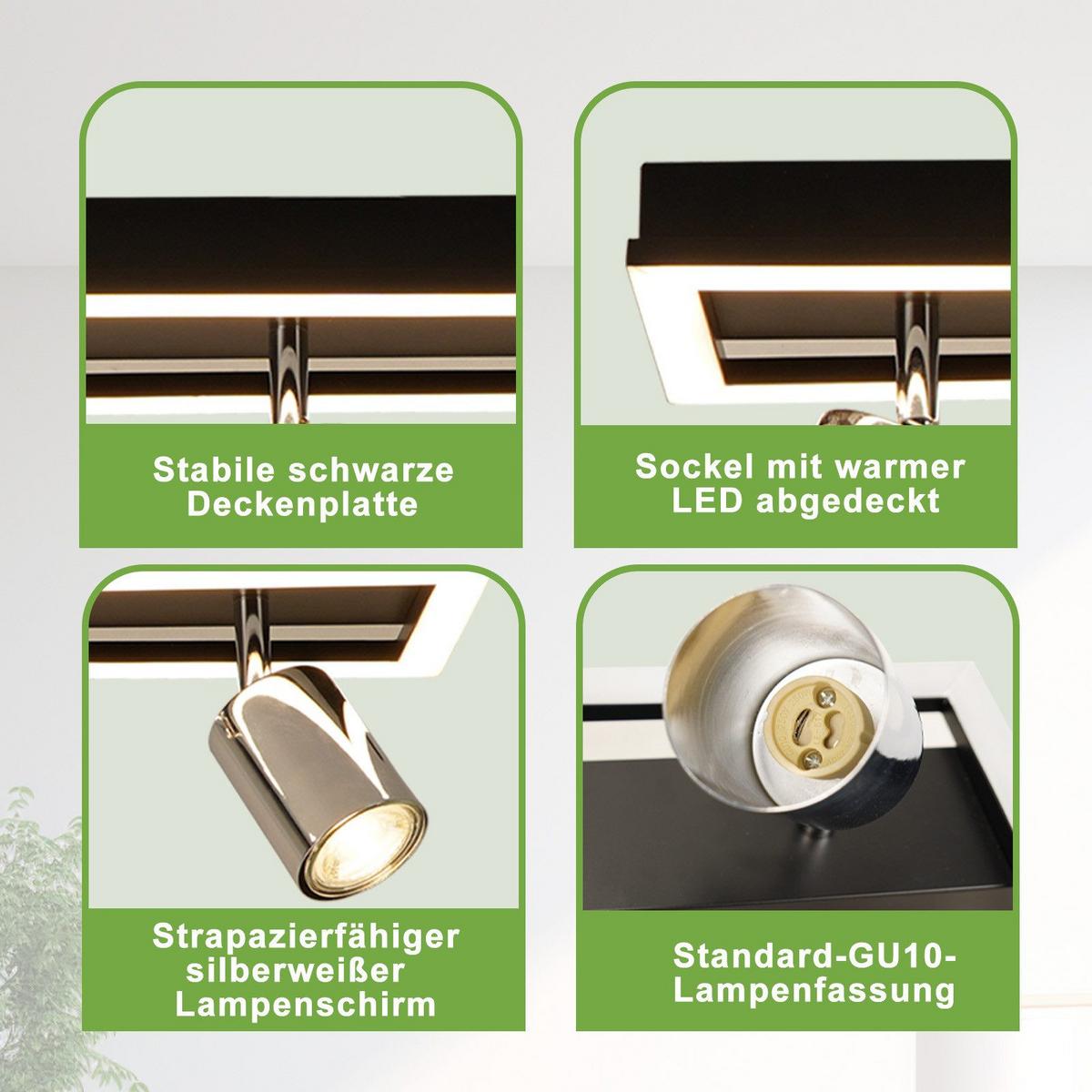 DECKENSTRAHLER Day 4-flammig 52/13/15.5cm - Schwarz, Metall (52/13/15.5cm) - Nettlife