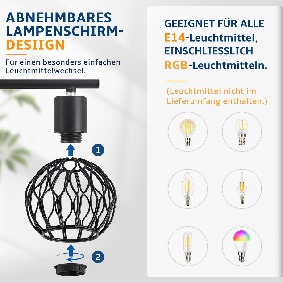 DECKENSTRAHLER Jorveth 41/10/18 cm - Schwarz, Metall (41/10/18cm) - ZMH