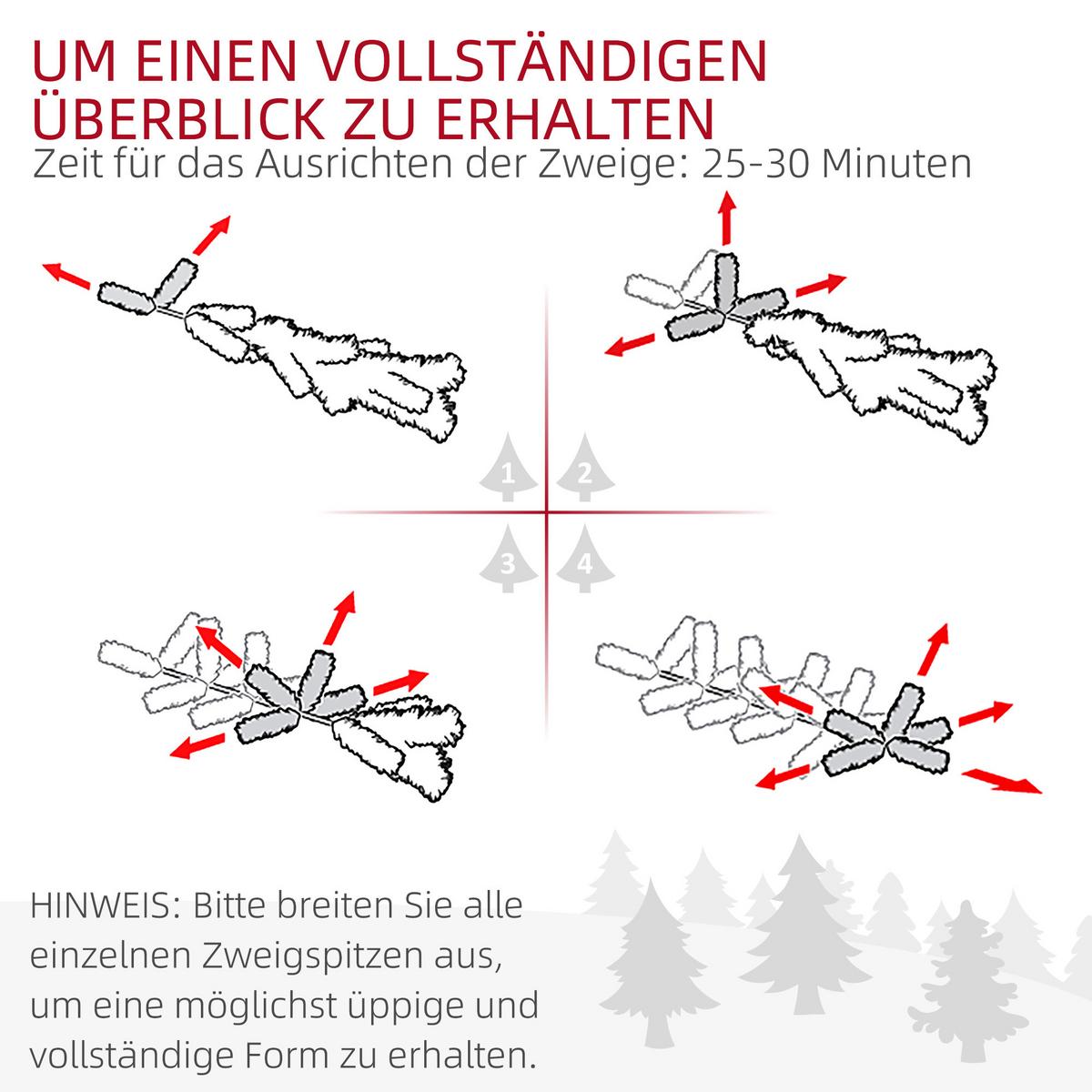 KÜNSTLICHER Weihnachtsbaum, 183 cm Christbaum mit 1489 Spitzen für Weihnachten - Grün, Kunststoff (183cm) - HOMCOM