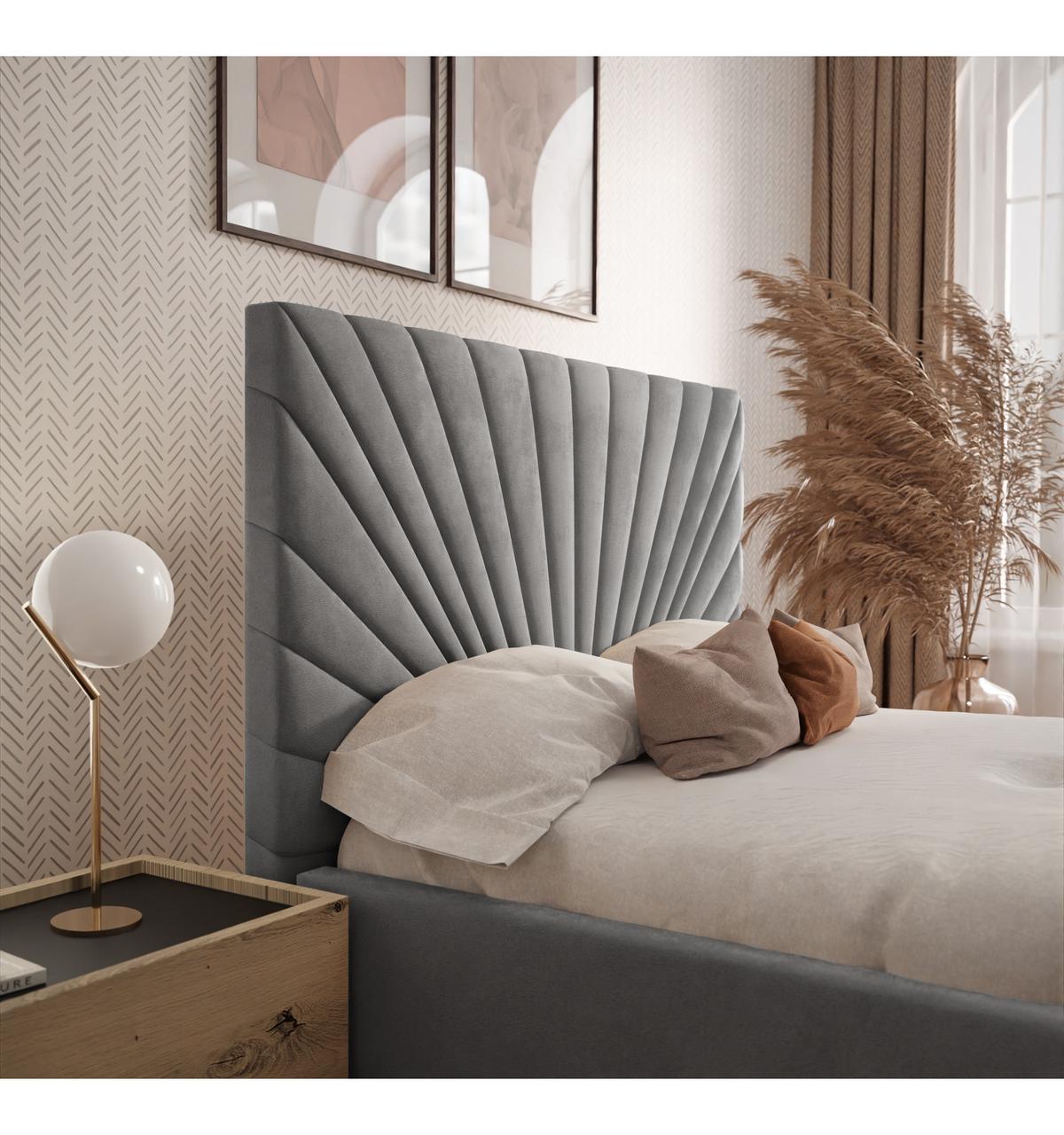 POLSTERBETT SUNNY 120x200 cm Jasmine 90, 34 Holzlatten, Kopfteil 131 cm - Grau, Textil (120/200cm) - Lookway