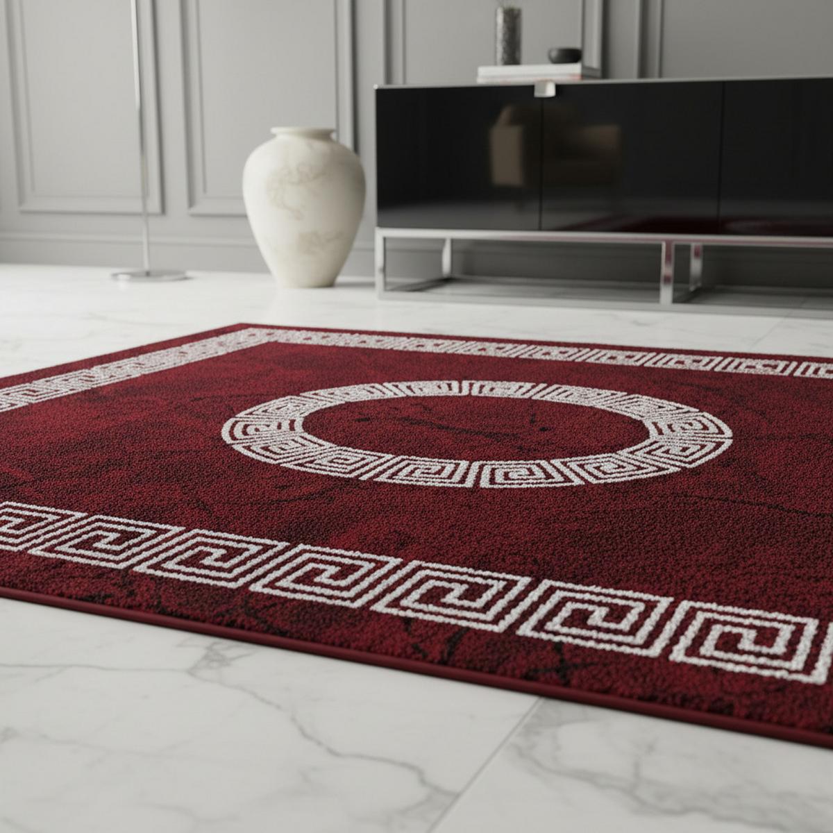 KURZFLORTEPPICH INN, mit Mäander-Muster, Rot, 120 x 170 cm - Rot, Textil (120/170cm) - KADIMA DESIGN