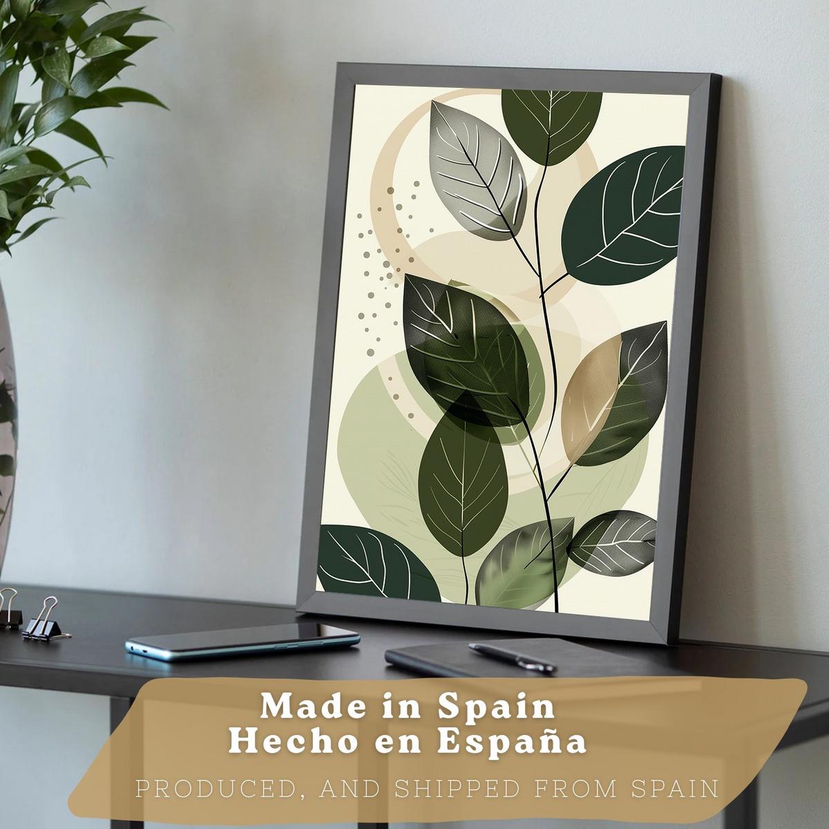 POSTER 3er Kunstdruck-Set Wandbilder Pflanzen Abstrakt modern Wohnzimmer Deko, Schlafzimmer, Küche, Badezimmer Schwarzer Rahmen A4 - Schwarz, Papier (29.7/1/21cm) - Nacnic