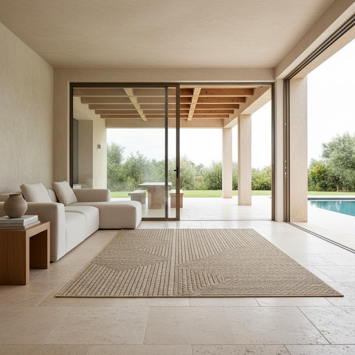 TEPPICH Outdoor ARLBERG in Beige, in Jute-Optik, aus Polypropylen, 160 x 230 cm - Beige, Textil (230/160cm) - KADIMA DESIGN