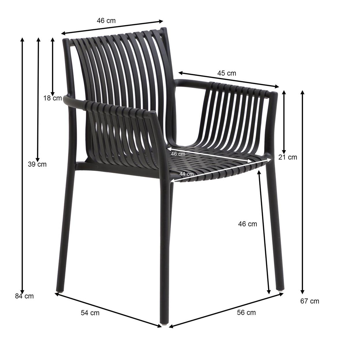 GARTENSTÜHLE OLEA 4er-Set schwarz - Schwarz, Textil (59/84/57cm) - IDIMEX