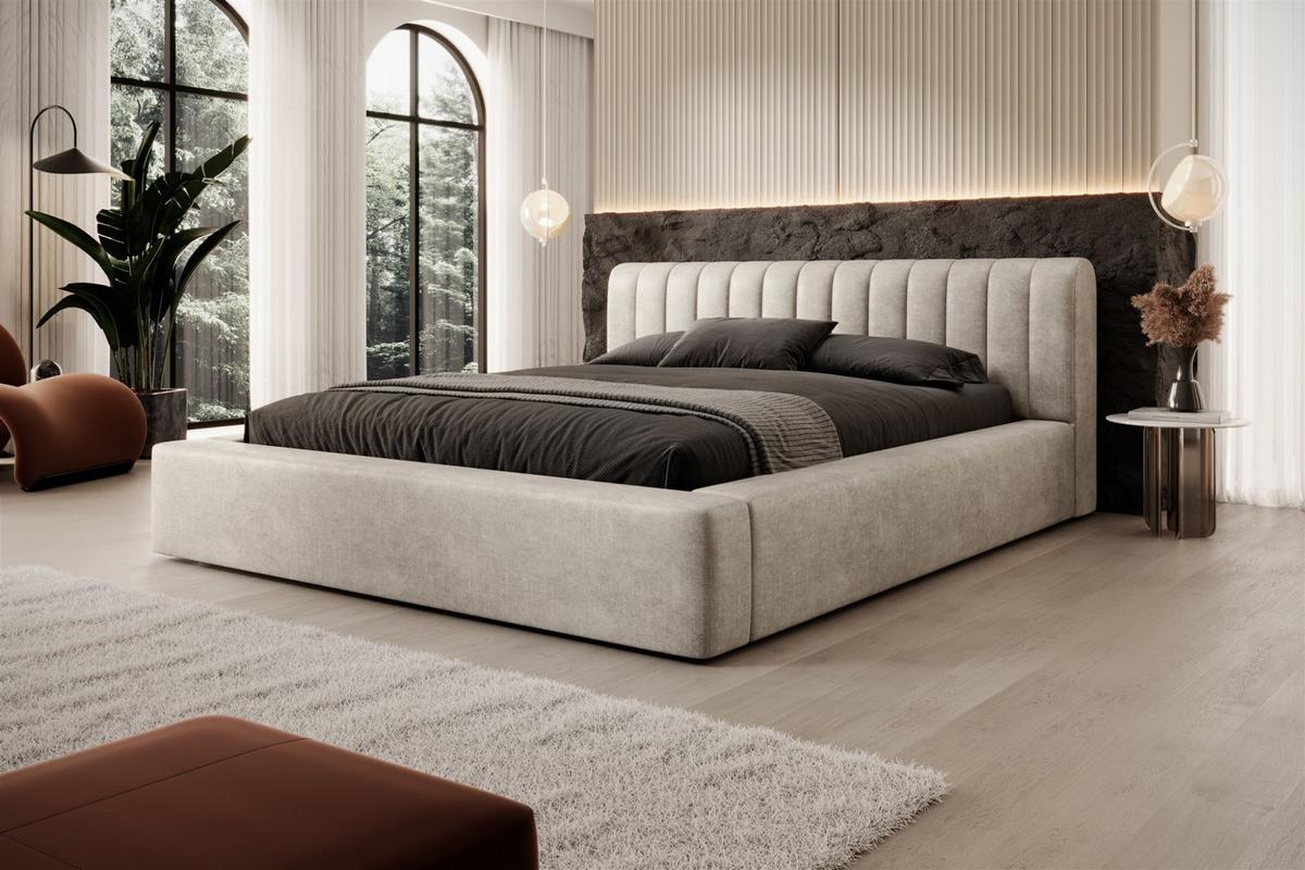 POLSTERBETT Peoria In Macau - Creme, Holzwerkstoff/Textil (160/200cm) - Fun Möbel