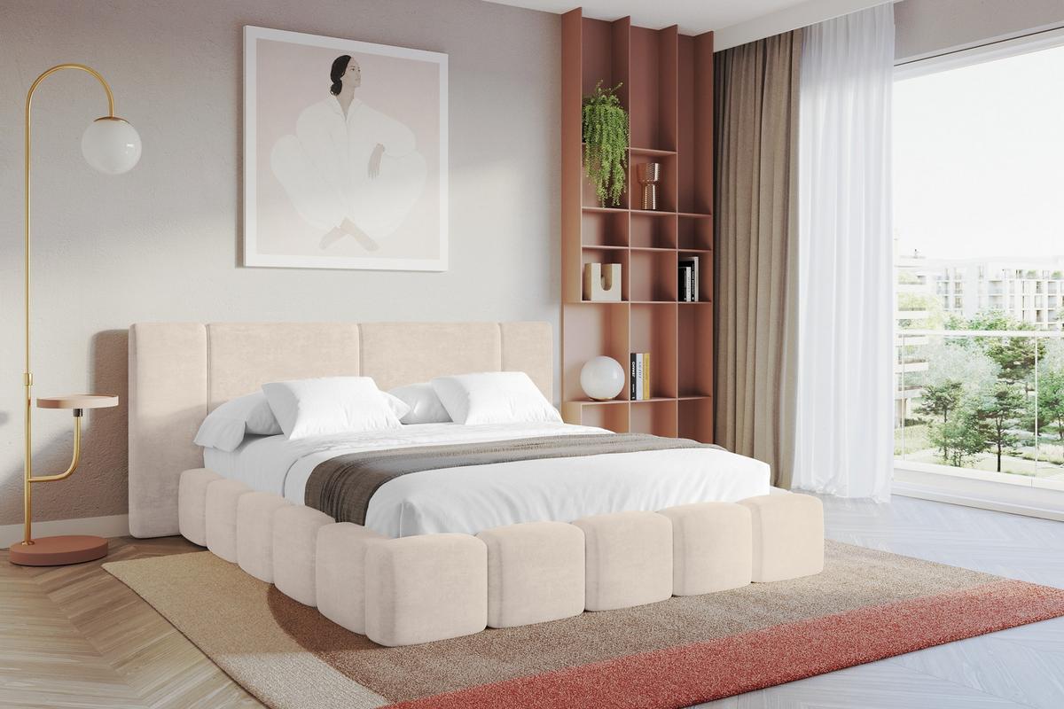 POLSTERBETT mit Bettkasten und Lattenrost, Boxbett ohne Matratze - NILO 200x200 Beige - Beige, Holzwerkstoff/Textil (200/200cm) - ALTDECOR