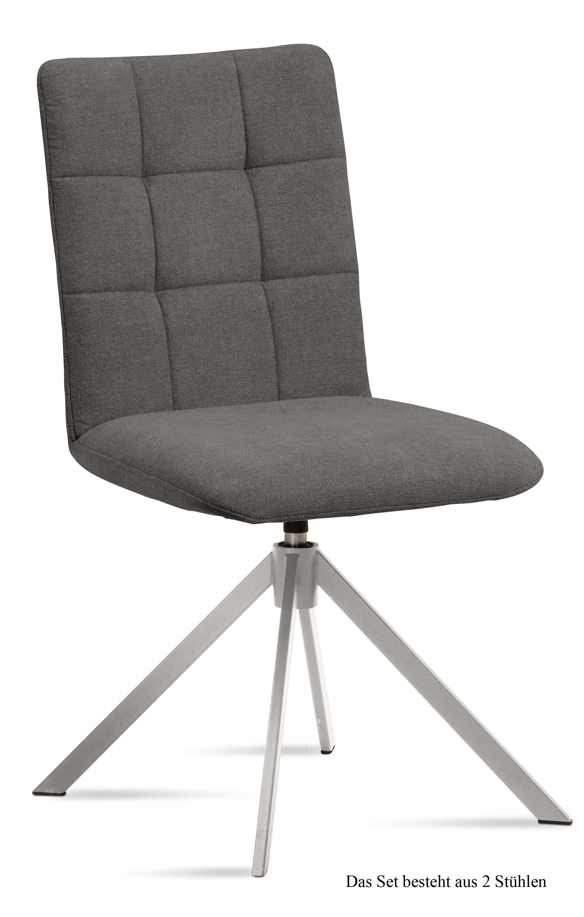 ESSZIMMERSTUHL drehbar (2er-Set) Drucie 47x91x60 Edelstahl/Grau - Edelstahlfarben/Grau, Kunststoff (60/91/47cm) - 58aufmkessel