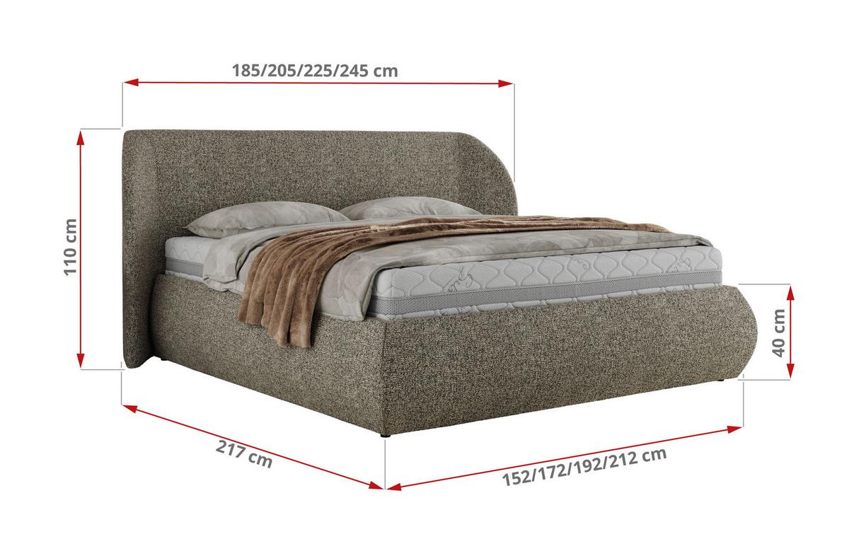 POLSTERBETT CAELA CLASSIC 140/200 - Grau Strukture - Pocket-Matratze - Grau, Textil (140/200cm) - MKS
