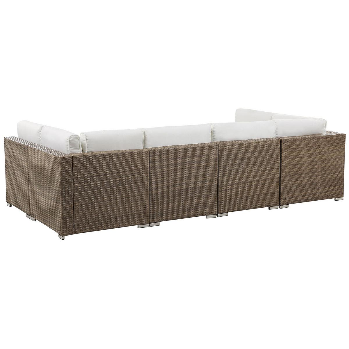 LOUNGE SET 6-Sitzer modular Braun Auflagen weiß Belvedere - Braun/Weiß, Kunststoff - Beliani