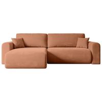 ECKSOFA mit Schlaffunktion und Bettkasten ORRO-L - 272x145x83 cm Koralle Velours - Koralle/Schwarz, Holzwerkstoff/Kunststoff (272/145cm) - ALTDECOR