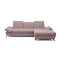 ECKSOFA FELICE R-S Rosa Geflochtener Stoff mit Schlaffunktion - Rosa, Holz (284/166cm) - MASSENO