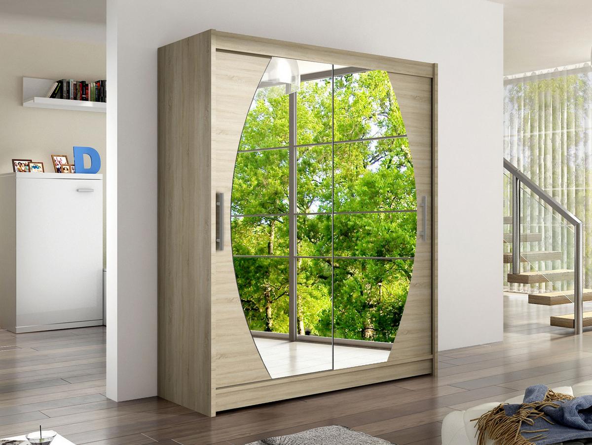 SCHWEBETÜRENSCHRANK Westa VIII - Silberfarben/Sonoma Eiche, Holzwerkstoff/Metall (150/200/58cm) - MIRJAN24