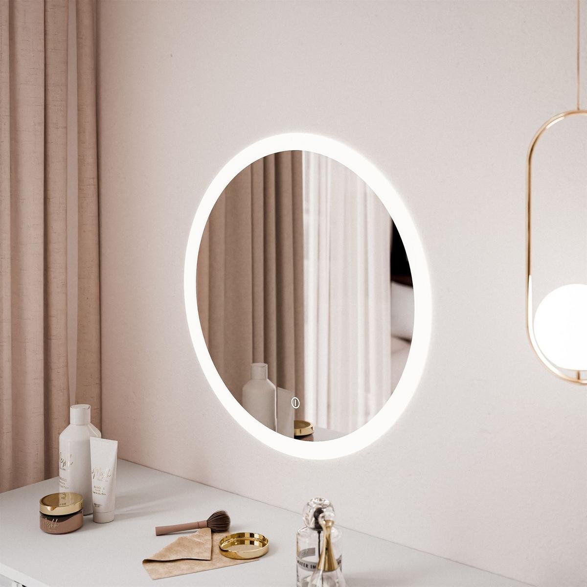 SCHMINKTISCH ZAIRA mit LED Spiegel Weiß - Weiß, Holzwerkstoff (103/80/49cm) - Lookway