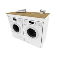 WASCHMASCHINENSCHRANK für Waschmaschine & Wäschetrockner 129/97/61 - Eiche Artisan, Holzwerkstoff (129/97/61cm) - RAUMHIRSCH FURNITURE